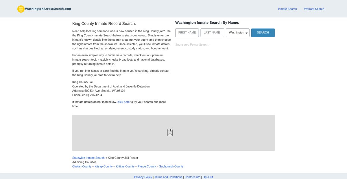Preview of washingtonarrestsearch.com