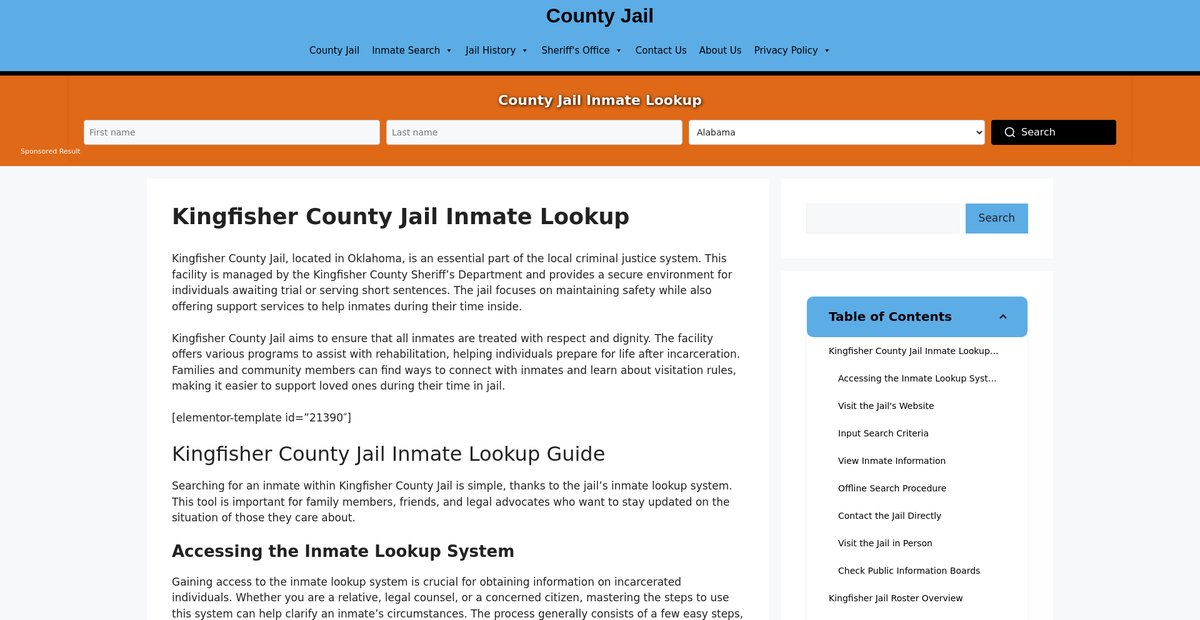 Preview of kingfisher.countyjail.org