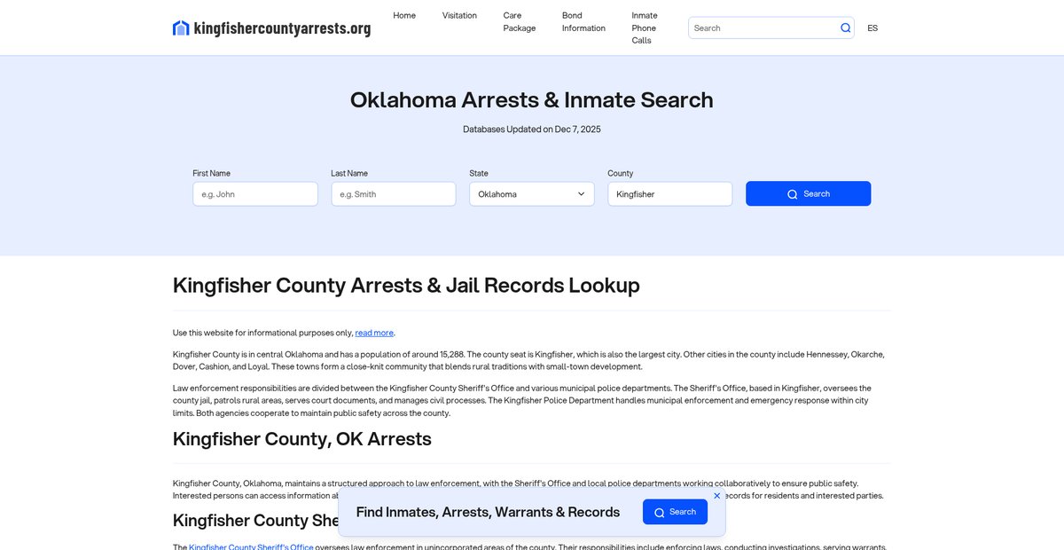 Preview of kingfishercountyarrests.org