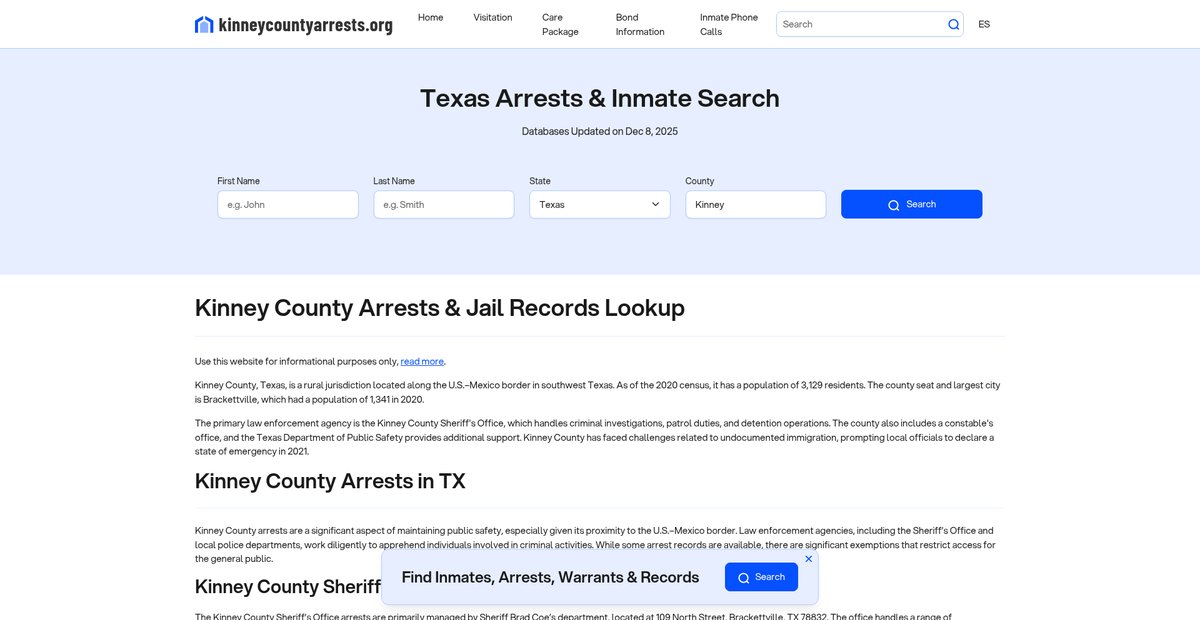 Preview of kinneycountyarrests.org