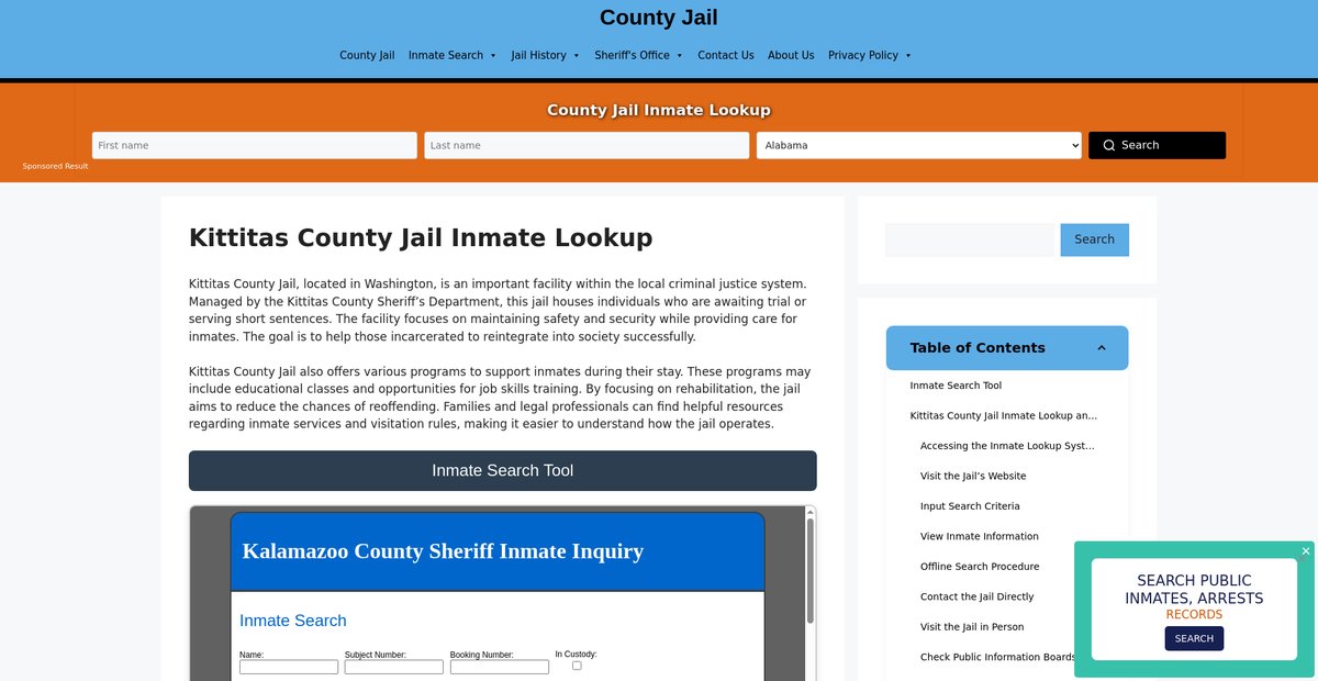 Preview of kittitas.countyjail.org
