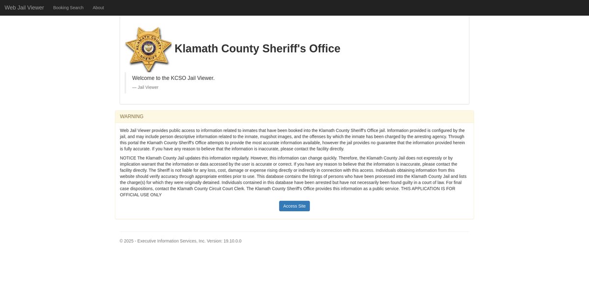 Preview of jailbooking.klamathcounty.org