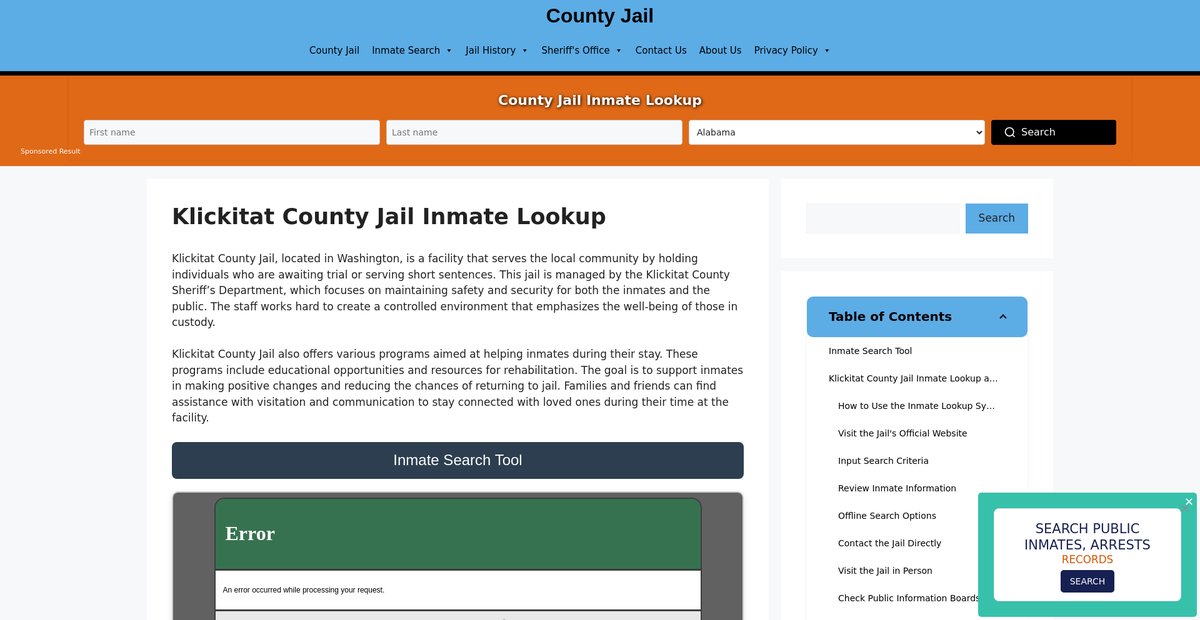 Preview of klickitat.countyjail.org