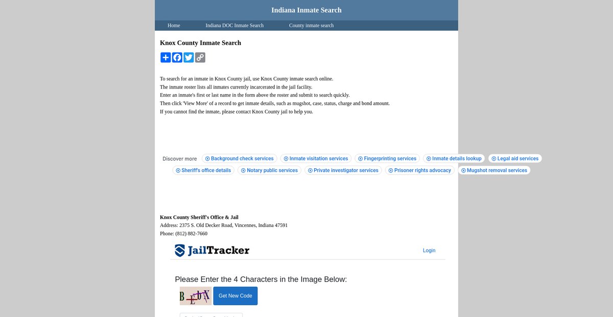 Preview of inmatesearchindiana.org