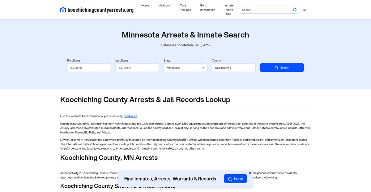 Preview of koochichingcountyarrests.org