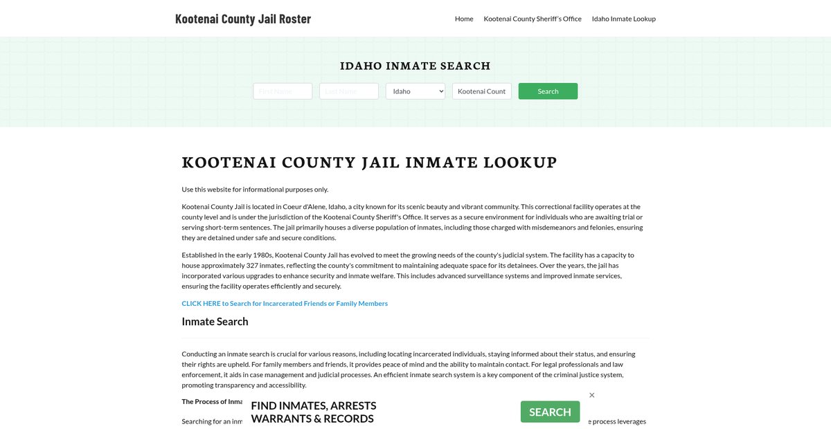 Preview of kootenaicountyjail.org