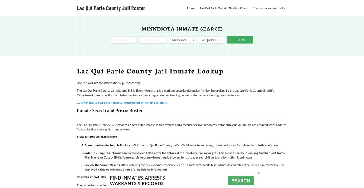 Preview of lacquiparlecountyjail.org