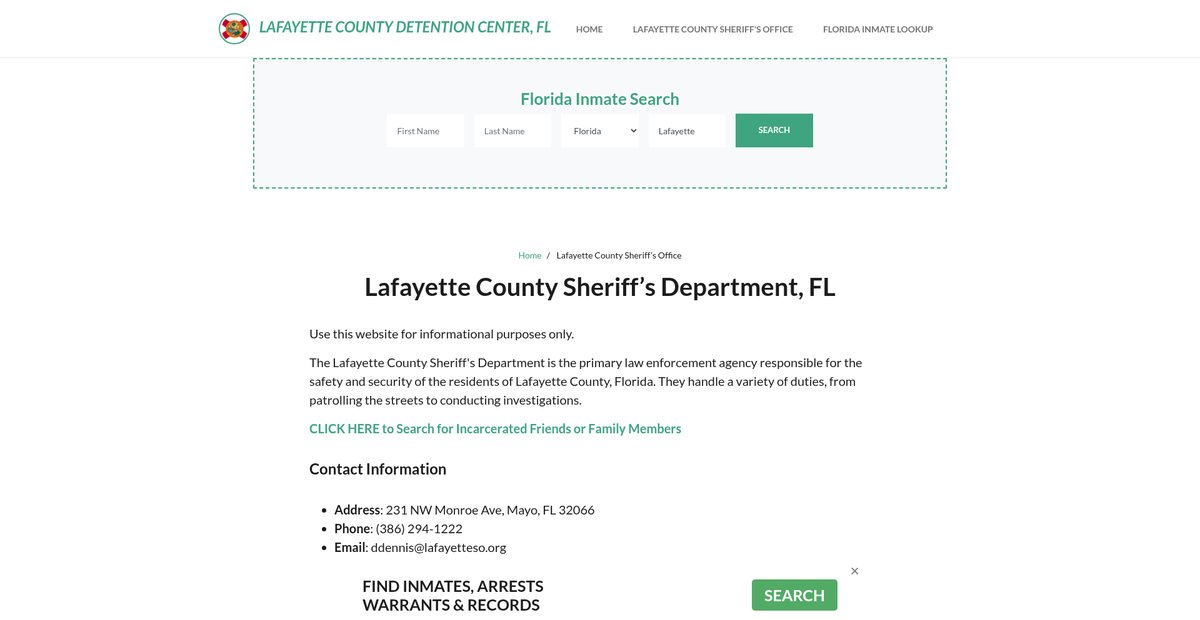 Preview of lafayettecountydetentionfl.org