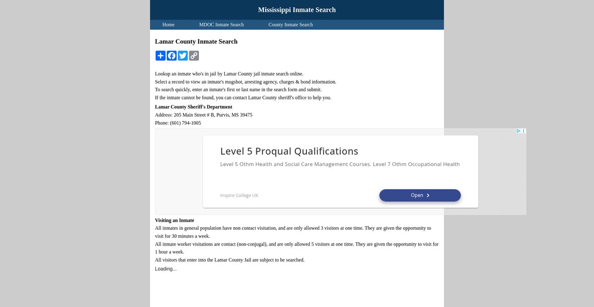 Preview of inmatesearchmississippi.org