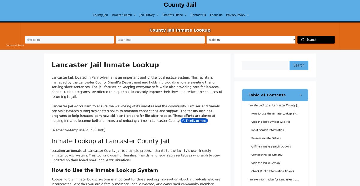 Preview of lancaster.countyjail.org