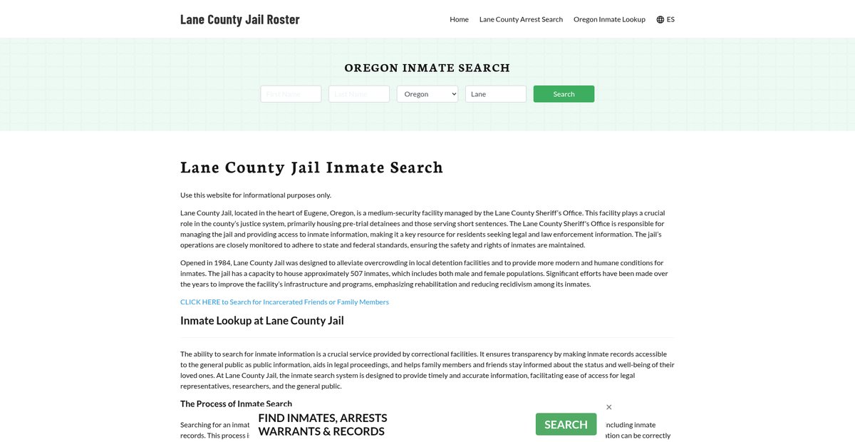 Preview of lanecountyjail.org