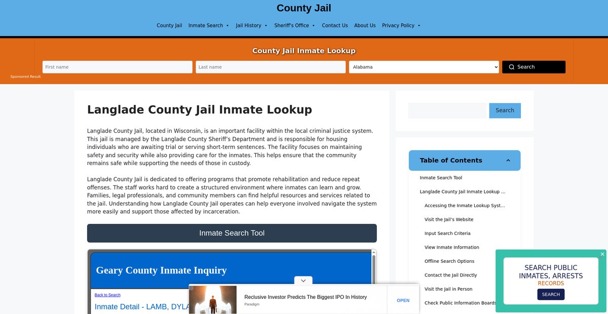 Preview of langlade.countyjail.org