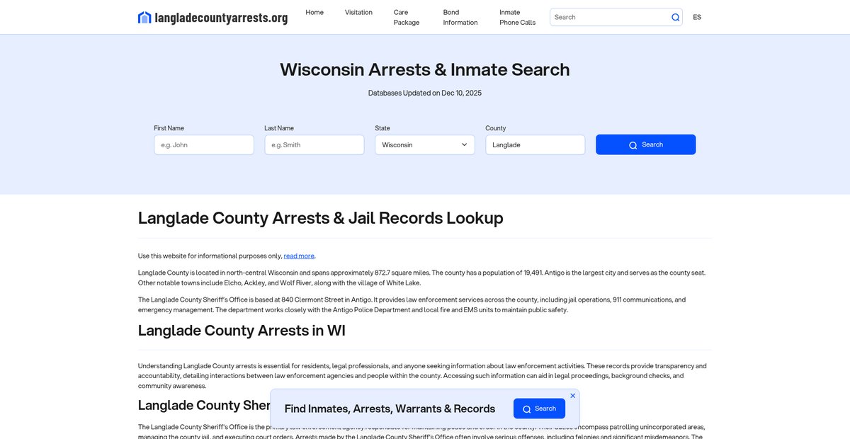 Preview of langladecountyarrests.org