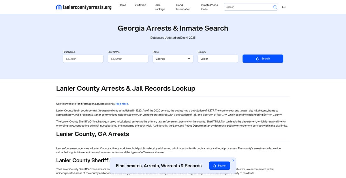 Preview of laniercountyarrests.org