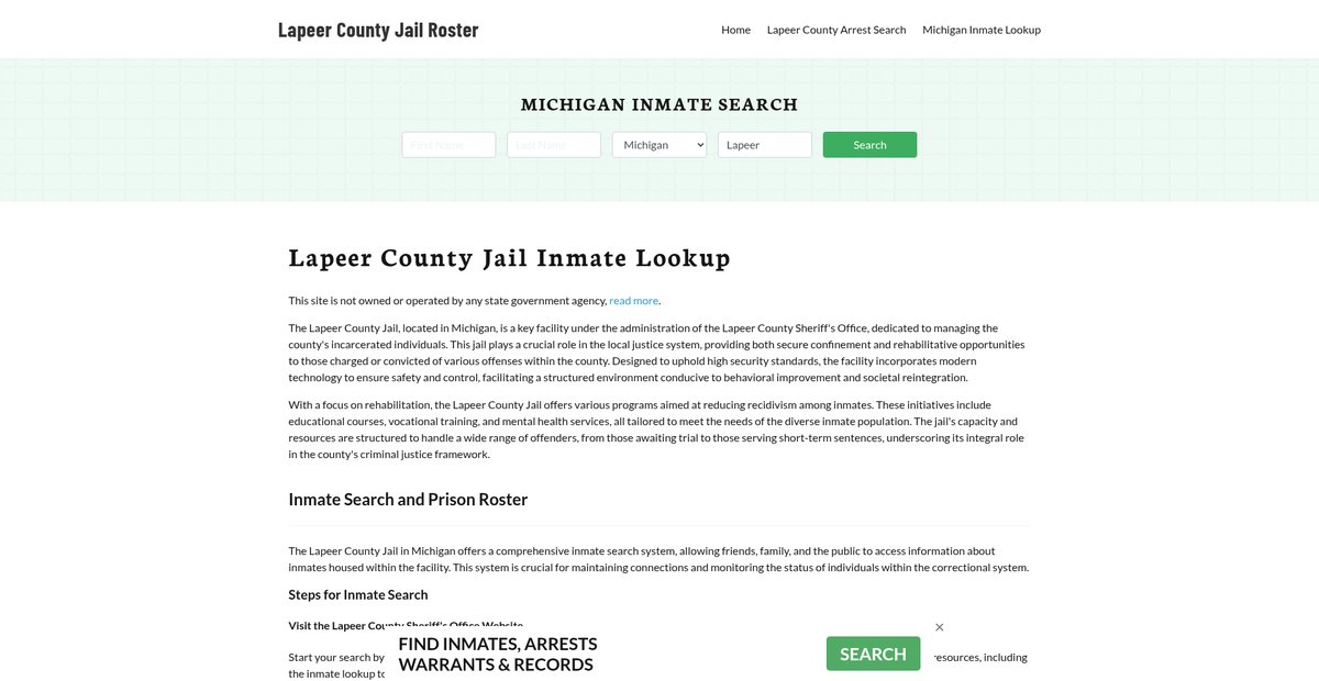Preview of lapeercountyjail.org