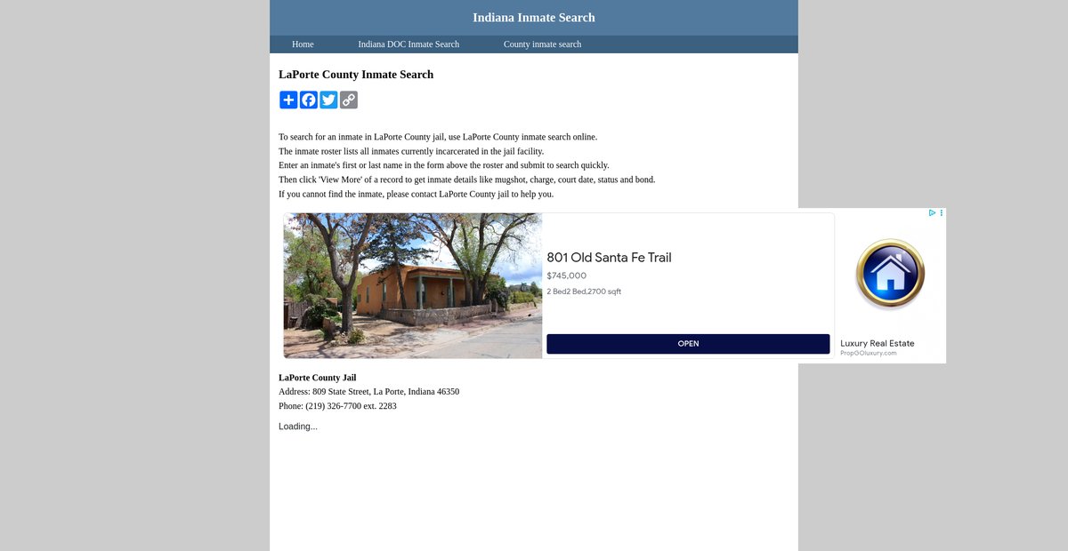 Preview of inmatesearchindiana.org