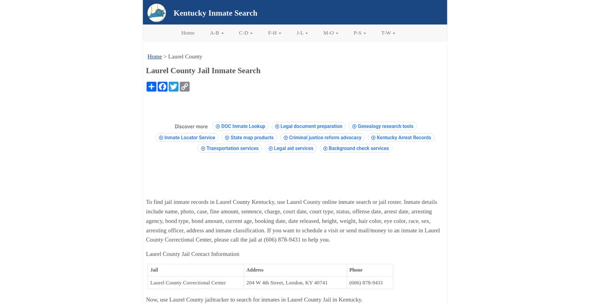 Preview of inmatesearchky.org