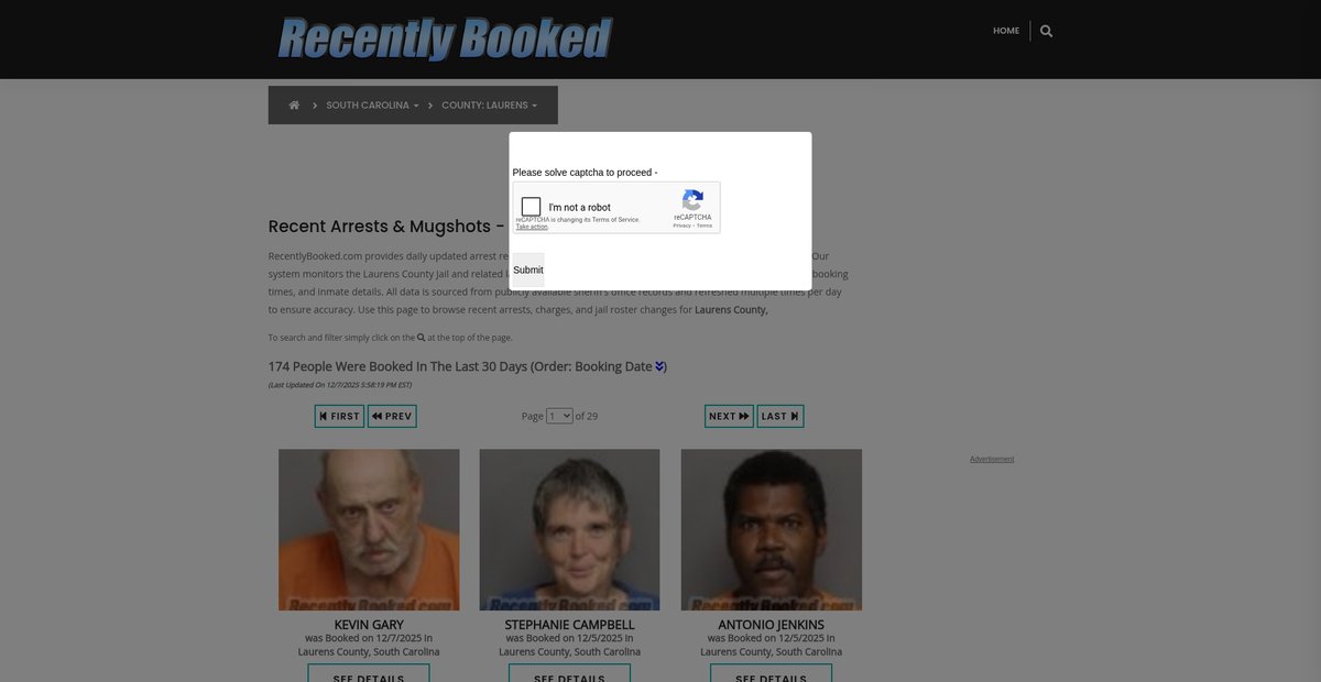 Preview of recentlybooked.com