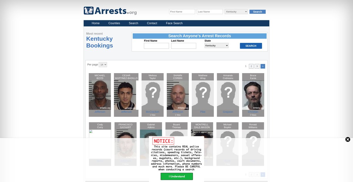 Preview of kentucky.arrests.org