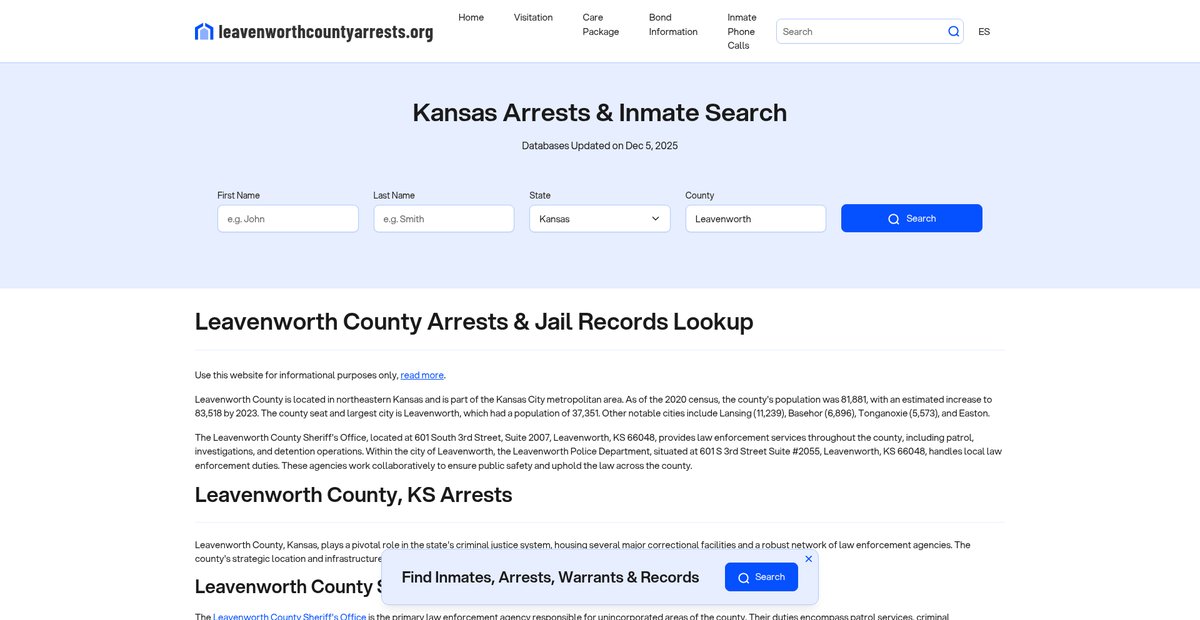 Preview of leavenworthcountyarrests.org