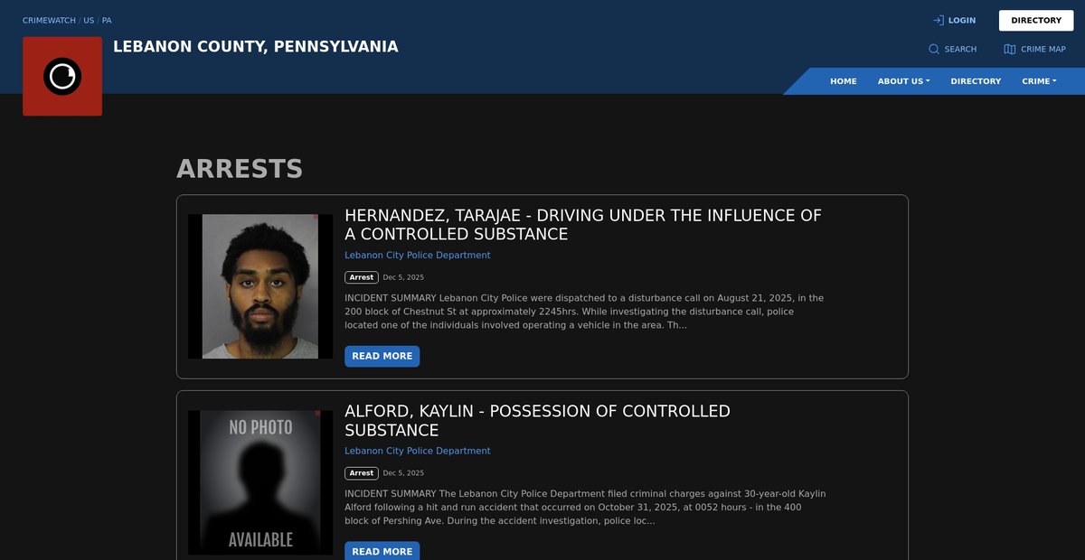 Preview of lebanon.crimewatchpa.com