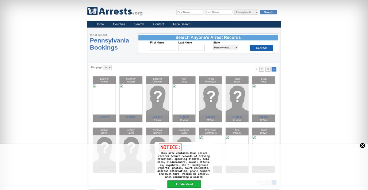 Preview of pennsylvania.arrests.org