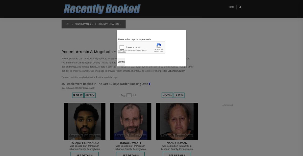 Preview of recentlybooked.com