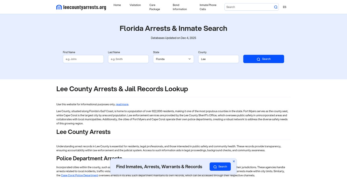 Preview of leecountyarrests.org
