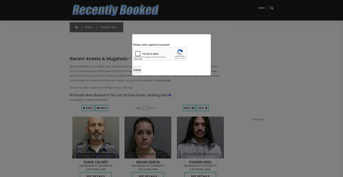 Preview of recentlybooked.com