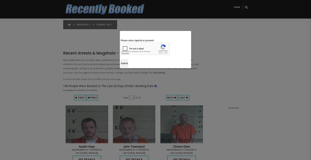 Preview of recentlybooked.com