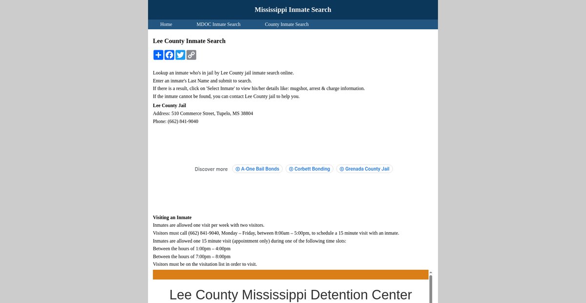 Preview of inmatesearchmississippi.org