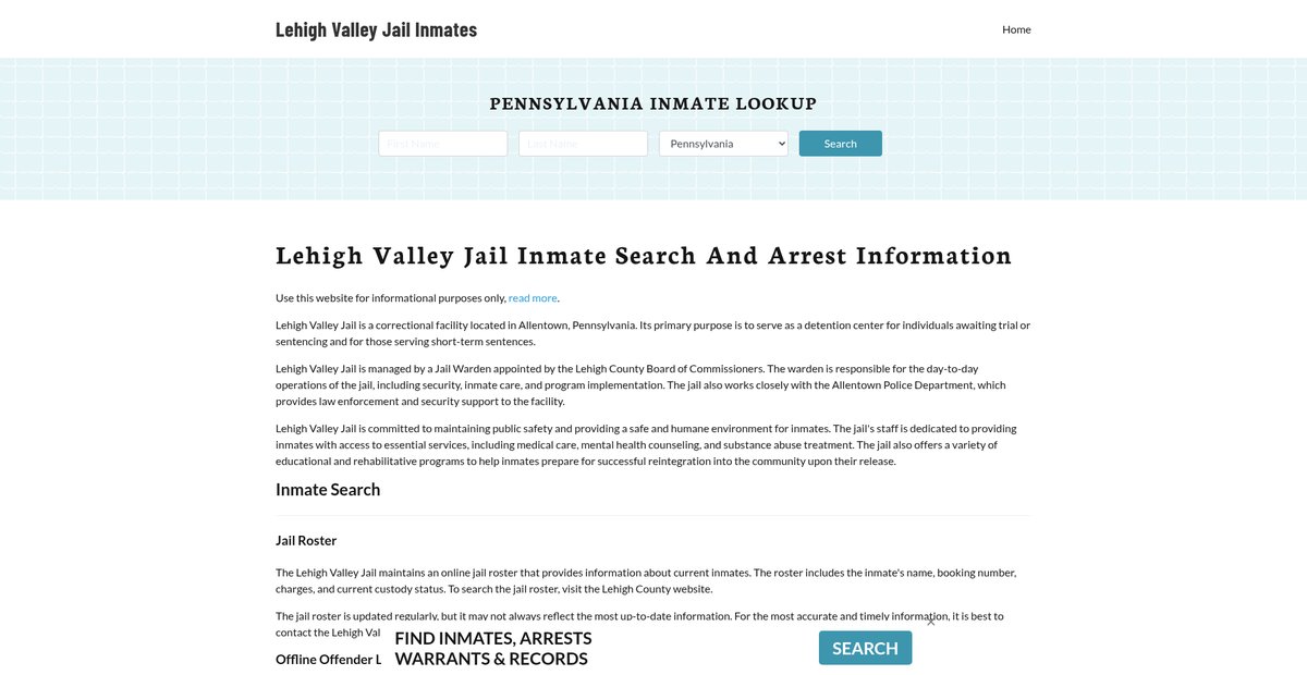 Preview of lehighvalleyjailarrests.org