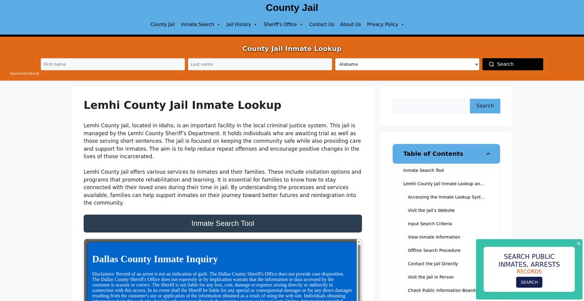 Preview of lemhi.countyjail.org