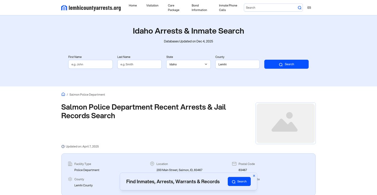 Preview of lemhicountyarrests.org