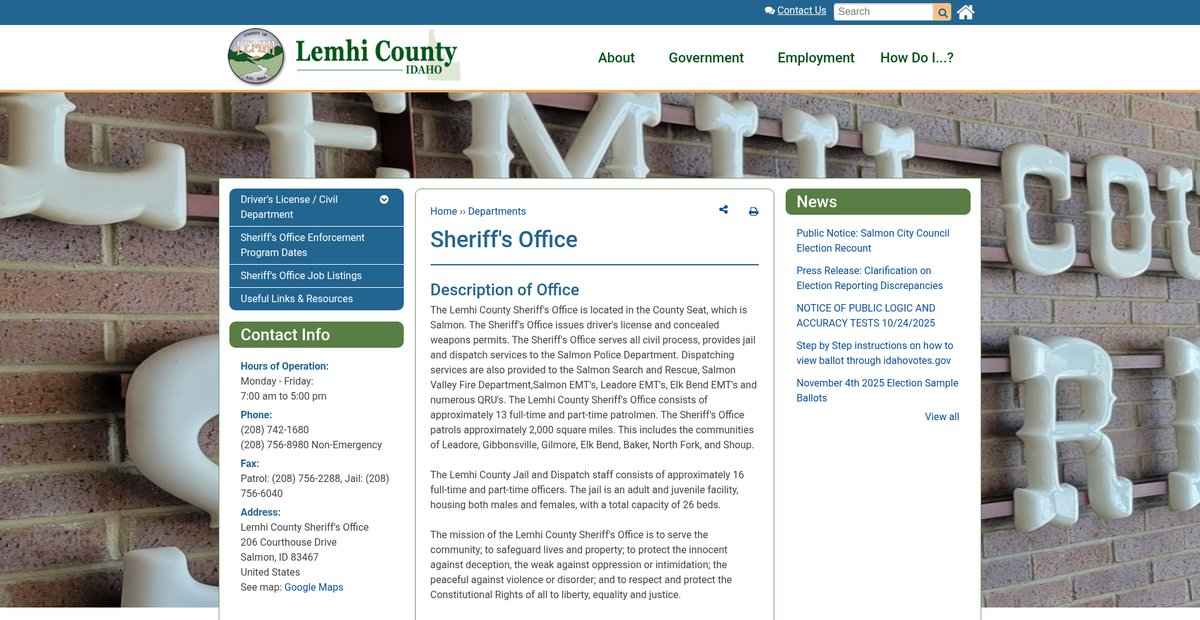 Preview of lemhicountyidaho.org