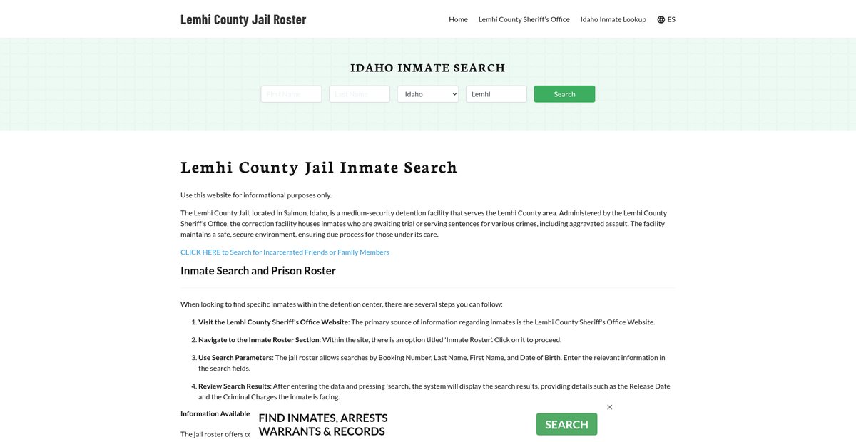 Preview of lemhicountyjail.org