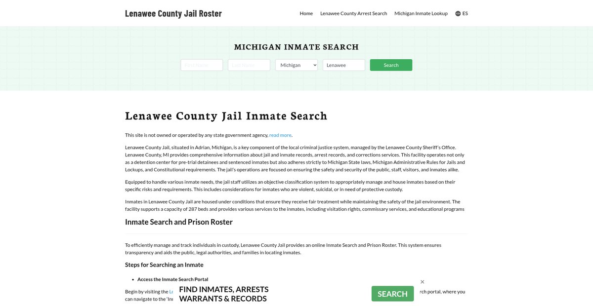 Preview of lenaweecountyjail.org
