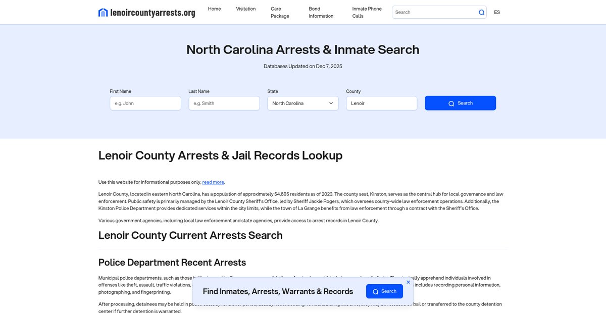 Preview of lenoircountyarrests.org
