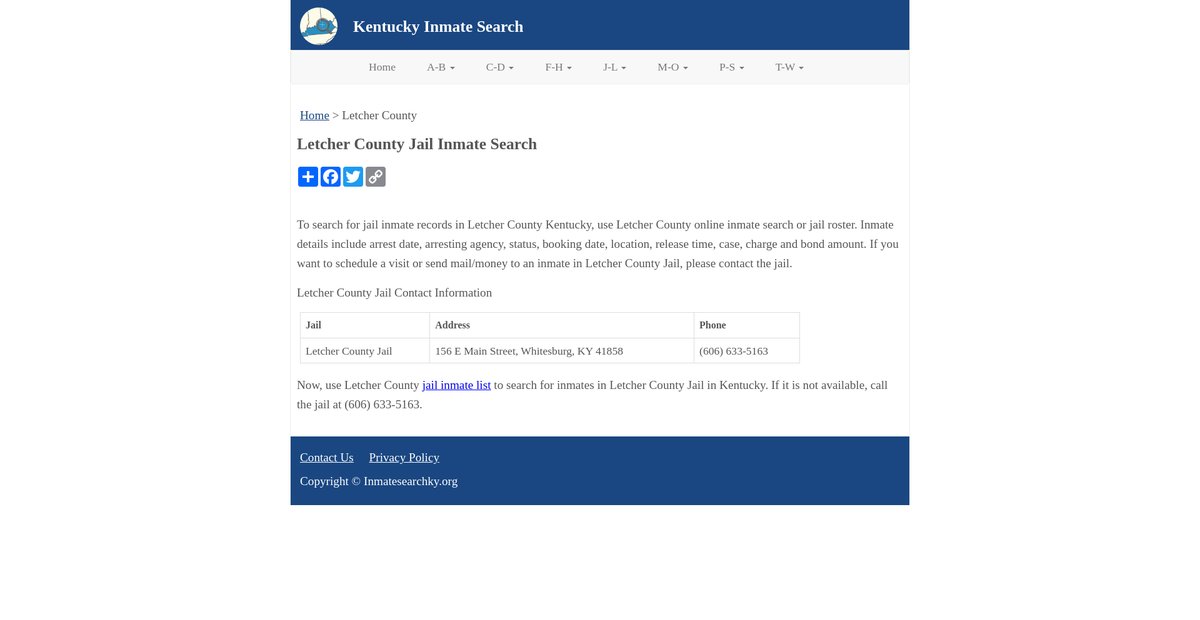 Preview of inmatesearchky.org