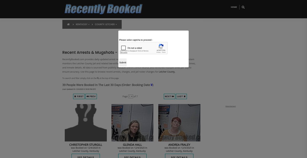 Preview of recentlybooked.com