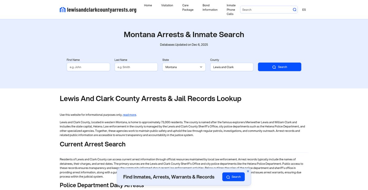 Preview of lewisandclarkcountyarrests.org