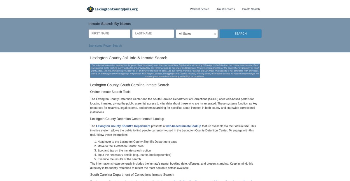 Preview of lexingtoncountyjails.org