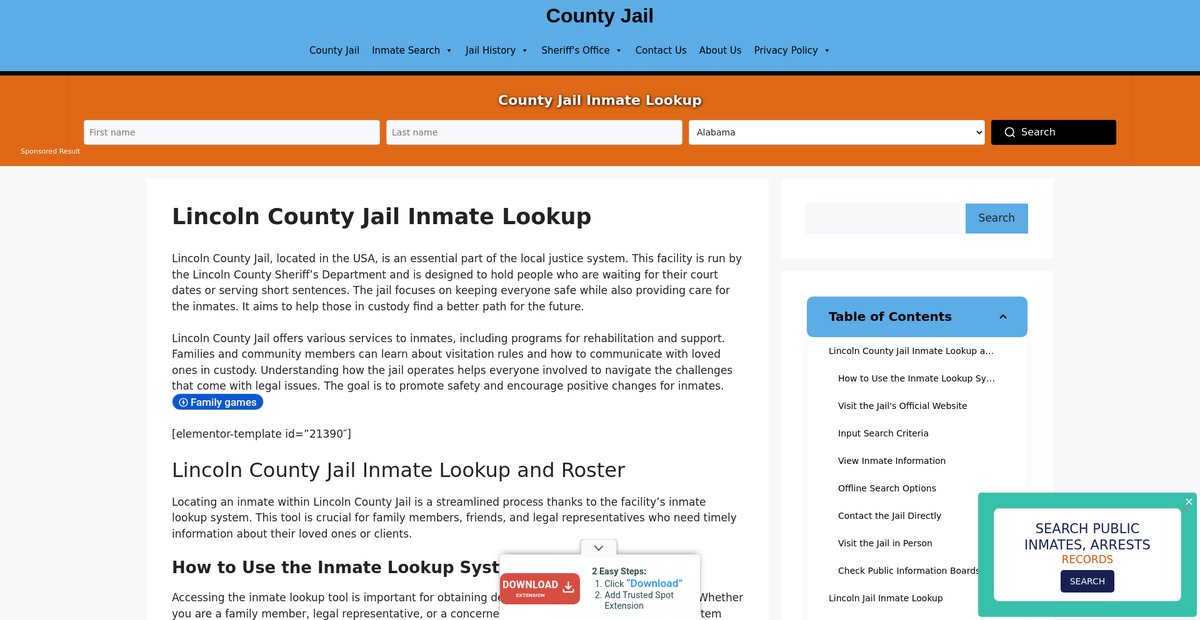 Preview of lincoln.countyjail.org