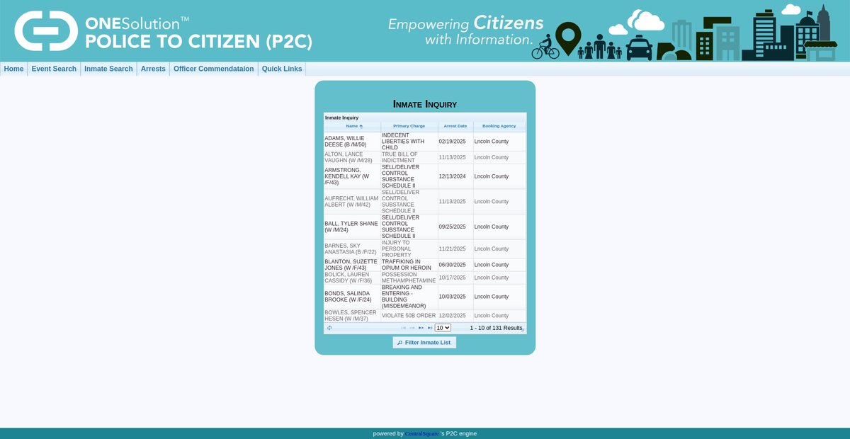 Preview of p2c.lincolnsheriff.org