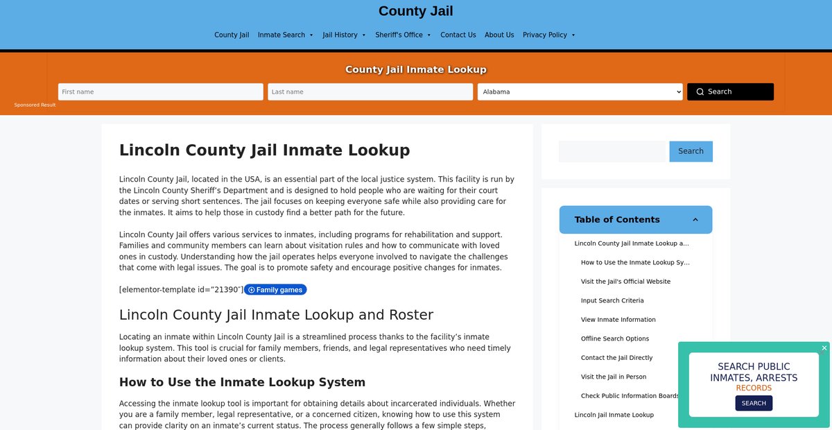 Preview of lincoln.countyjail.org
