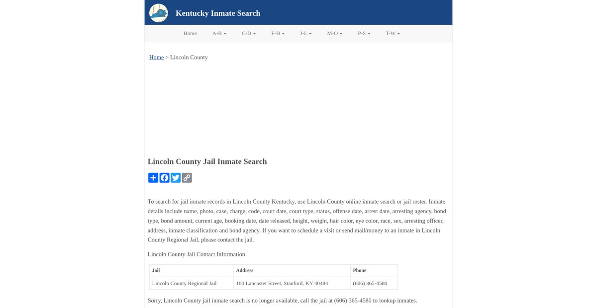 Preview of inmatesearchky.org