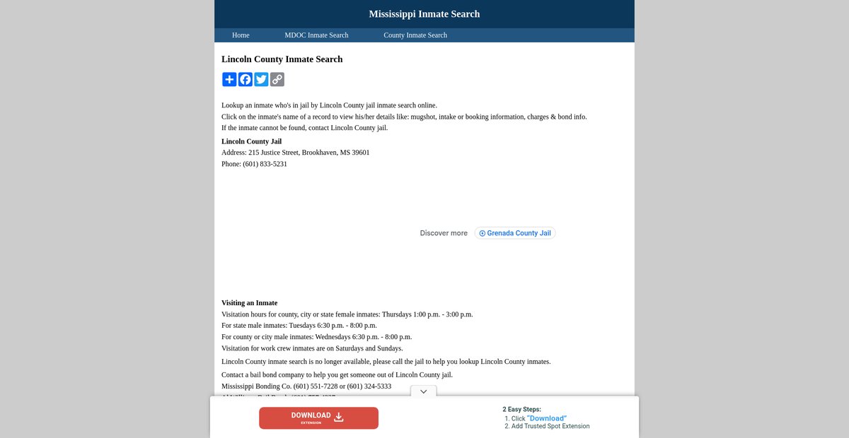 Preview of inmatesearchmississippi.org