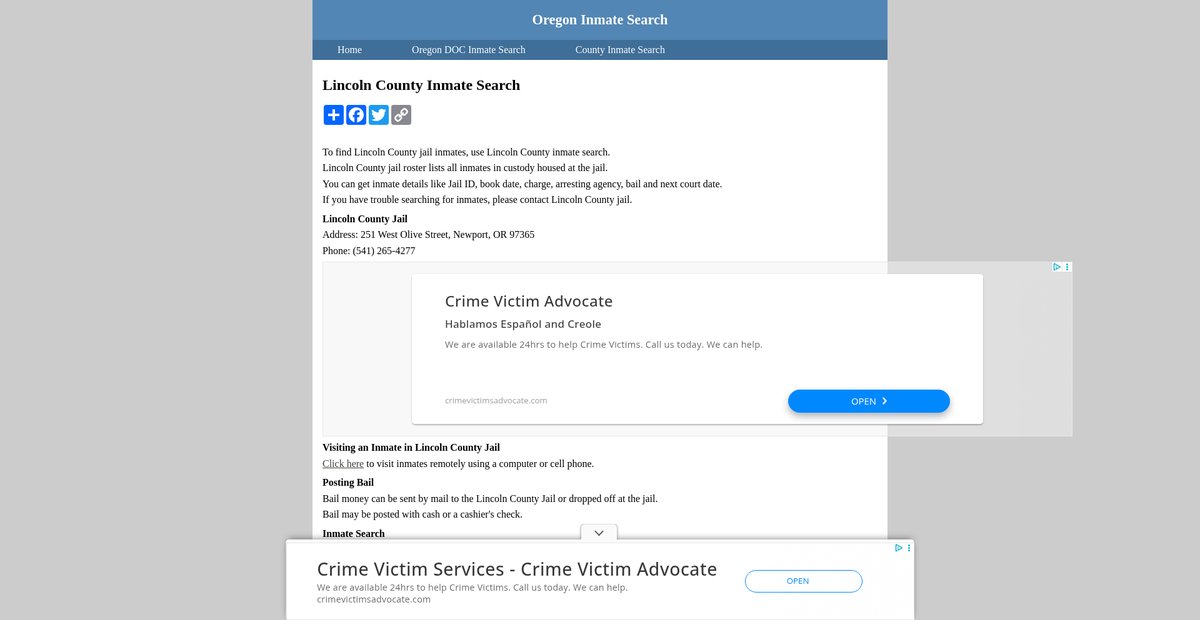 Preview of inmatesearchoregon.org
