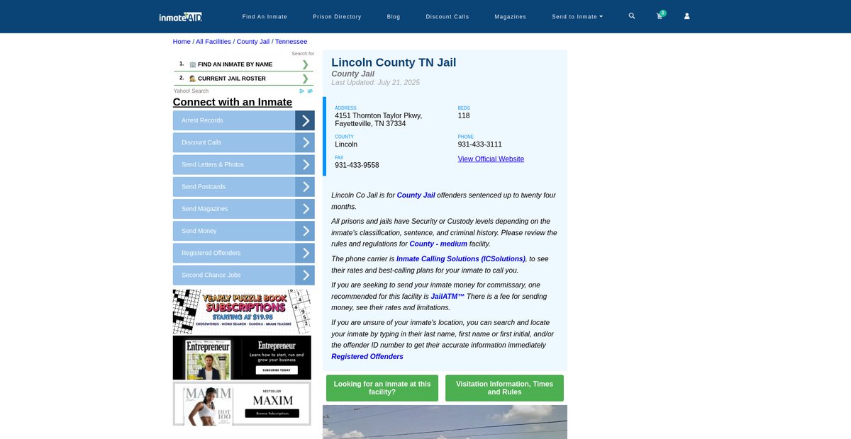 Preview of inmateaid.com