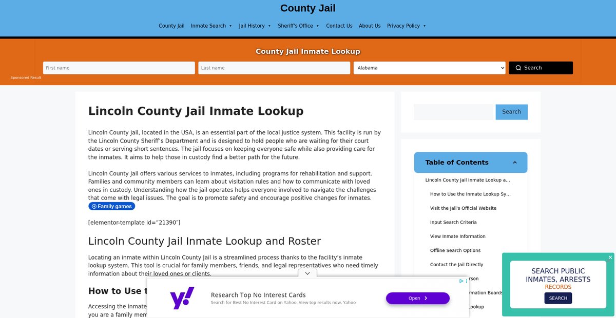 Preview of lincoln.countyjail.org